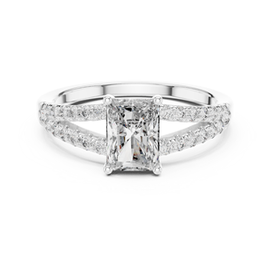Bague de fiançailles classique en moissanite taille radiant, certifiée IGI, en alliage or rose, avec pavé de diamants, pour mariage, pour femme - Product Image 5