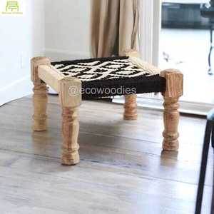 มาใหม่ล่าสุดที่ทันสมัยหรูหรามือถักออตโตมันไม้ไผ่พักเท้าแต่งหน้าสตูลสบายสตูลกระดูกฝังคอนโซล - Product Image 3