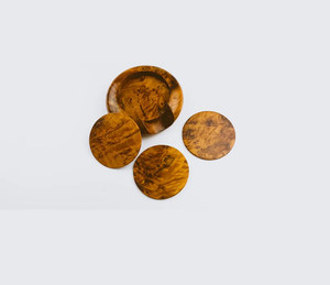 Handcrafted Thuya Burl Wood <b>Coasters</b> Set Natural Wooden <b>Drink</b> <b>Coasters</b> with Unique Grain <b>for</b> Home and Bar Decor - Product Image 4