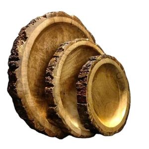 Plateau en bois naturel de forme ronde à un prix raisonnable plateau de service en bois de meilleure qualité couleur naturelle vernis de haute qualité - Product Image 2