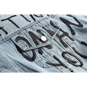 Vestes en jean baggy d'hiver pour femmes, manteau en jean décontracté personnalisé avec rembourrage en coton et décoration brodée - Product Image 3