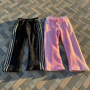 Pantalones de chándal lavados con cordón de alta calidad apilados acampanados de algodón personalizados pantalones de estilo callejero para hombres de tela difusa - Product Image 5