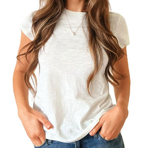 Wholesaler <b>T</b>-<b>Shirt</b> <b>Ladies</b> Casual Fashion <b>Summer</b> Breathable Short Sleeve Cotton Women Machine Washed With OEM Service - Product Image 5