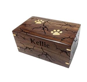 Urne funéraire en bois de palissandre pour animaux de compagnie avec pattes incrustées de laiton, urne en bois personnalisée pour chats avec photo, urnes en palissandre - Product Image 3