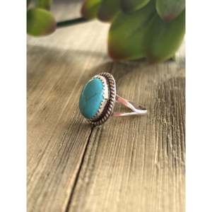 Sterling Silver <b>Turquoise</b> <b>Ring</b> Size 7.5 by Bobby Martinez Rhodium Plated Fine Jewelry - Product Image 4
