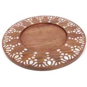 Plato de Madera de Acacia con Incrustaciones de Nácar de Primera Calidad y Bandeja para Chocolate, Plato de Servir Ecológico, Regalo Empresarial - IndiaArt - Product Image 1