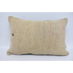 <b>Beige</b> Wool Pillow 16x24 Inch Vintage Floral & Leaf Embroidered <b>Cushion</b> Woven Kantha Square Pattern for Outdoor & Home Sofas - Product Image 1