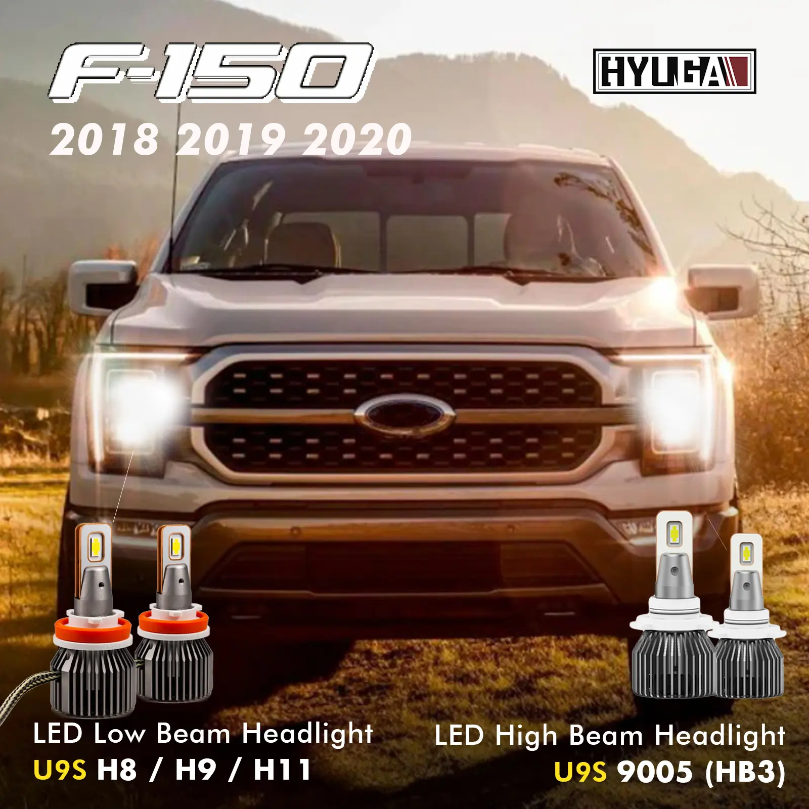 호환 2018 2019 2020 포드 F-150 LED 조명 키트 교체 헤드 라이트 높은 밝기 전구 전체 자동차 조합