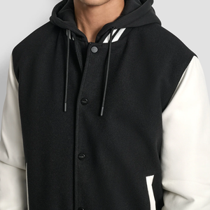 High Street Coated Varsity Bomber Jacket for <b>Men</b> with Stand Collar High Quality Winter Plus Size Custom Logo - Product Image 4