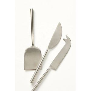 Esparcidor de queso con mango largo redondo, mantequilla simple pulida plateada, logotipo personalizado, juego de rebanador de queso - Product Image 1