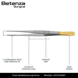 Pince à tissus DeBakey en acier inoxydable allemand, droite, 150 mm, à pointe fine, atraumatique, pour prélèvement vasculaire, avec embout de pouce - Product Image 6