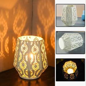 Lanterne de table décorative vintage en métal bronze de style marocain fait à la main pour Pâques, Noël et événements à la maison - Product Image 5