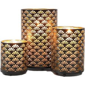 Juego de 2 Portavelas Votivas de Metal Dorado Vintage, Pequeñas y Grandes, con Diseño de Luna y Estrellas, Portavelas para Velas de Té, Decoración Moderna para el Hogar, Regalo - Product Image 3