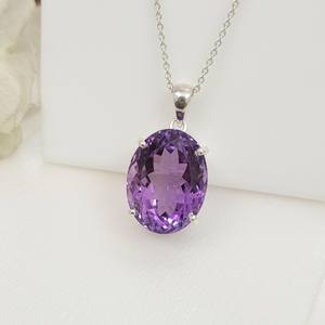 Hermoso colgante de piedras preciosas de amatista, joyería curativa de plata de ley 92,5, colgante hecho a mano de piedra facetada, joyería de diseñador - Product Image 2