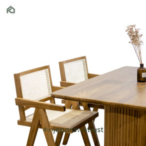 Mesa de Comedor Rectangular de Madera de Teca Hecha a Mano de Estilo Moderno y Minimalista de Lujo para 4 Personas, Muebles para el Hogar, Apartamento, Hotel, Resistente al Agua - Product Image 4