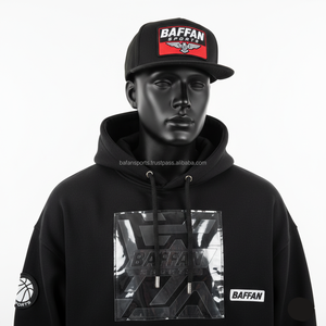 Premium Heavyweight 350 GSM Coton Polyester Polaire Hommes À Capuche Noir Logo Personnalisé Silicone Imprimer Streetwear basics À Capuche - Product Image 1