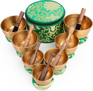 Ensemble de bols chantants tibétains de 7 chakras en laiton pur utiles pour la méditation pleine conscience avec boîte de transport - Product Image 6