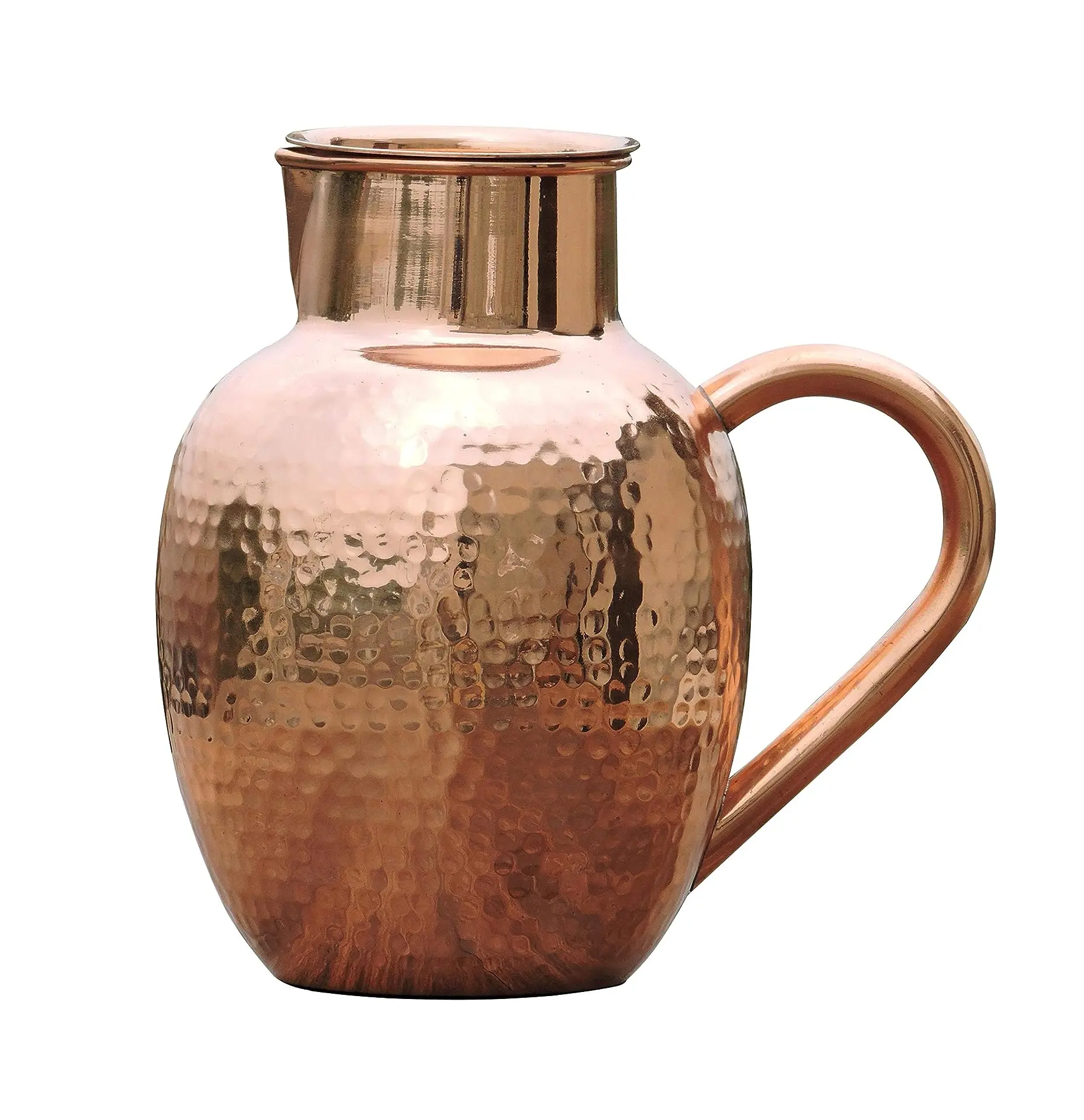 High Quality Pure Copper Jug with Lid handmade drinking set water jug and cups and India handicraft