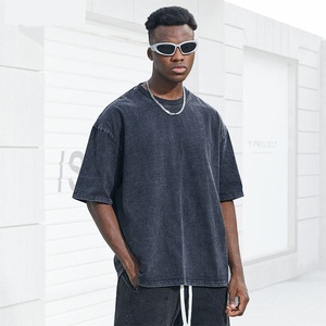 Camiseta de algodón 100% antiarrugas Vintage inteligente para hombre, ajuste suave y holgado con lavado ácido, estampado de logotipo personalizado, estilo de calle - Product Image 4