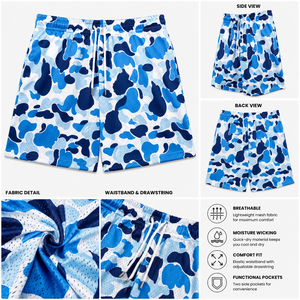 Pantalones Cortos de Baloncesto de Malla Camuflada para Hombre y Mujer, Transpirables, de Secado Rápido, Casuales, Deportivos, con Bolsillos Laterales Profundos, para Verano y Actividades al Aire Libre - Product Image 2