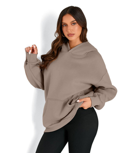<b>Women's</b> Oversized <b>Fleece</b> Hoodie Front Pocket Loose Fit Casual Athletic Workout Pullover Customized Colors Eco-Friendly Knitted - Product Image 1