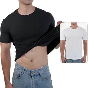 Camiseta informal para hombre 2025, cuello redondo, ajuste Regular, Color sólido, 100% algodón, lona, Top transpirable con impresión Digital, manga corta - Product Image 6