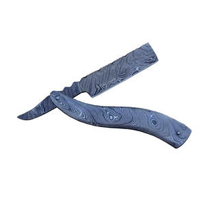 Venta caliente de acero de Damasco de borde recto maquinilla de afeitar de peluquero de un solo borde corte garganta afeitado de seguridad para Hombres Reales calidad de salón - Product Image 1