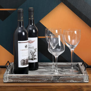 Bandejas de servicio de madera de pino hechas a mano de primera calidad Juego de 2 con asas de metal Eco-Friendly Durable para restaurantes y hoteles - Product Image 5