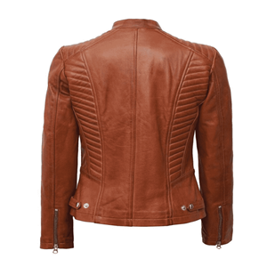 Chaqueta de Moda de Piel de Oveja para Mujer, Corte Entallado con Mangas Largas, Cierre Frontal, Interior de Satén, Chaqueta de Cuero Hecha a Mano - Product Image 2