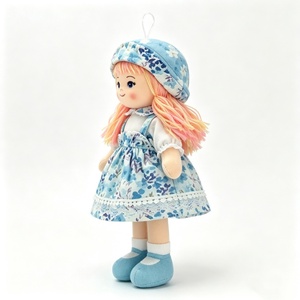 Muñeca de Trapo Personalizada con Diseño Floral Azul, Muñeca de Tela Suave, Zapatos de Tela Azul Claro, <span class=keywords><strong>Calcetines</strong></span> Blancos hasta el Tobillo, Lazo para Colgar como Adorno - Product Image 4