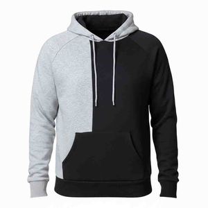 Sudadera con Capucha Raglán de Algodón Grueso OEM ODM, Estilo Urbano, Dos Tonos Negro y Gris, Sudadera con Capucha de Color Combinado Personalizada con Logotipo para Hombre - Product Image 1