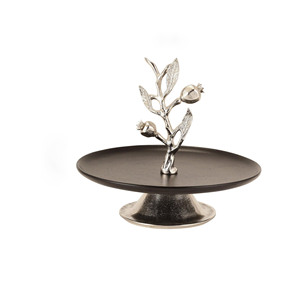 Soporte Decorativo para Pastel de Ramas de Granada en Oro y Plata de Lujo, Plato Redondo Negro para Servir Pastel, Centro de Mesa Moderno - Product Image 5