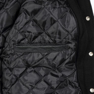 Chaqueta Universitaria de Béisbol con Logotipo Personalizado, Chaquetas Varsity Negras de Lujo con Mangas de Cuero, Chaqueta Varsity Letterman para Hombre - Product Image 6