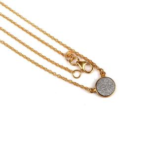 Gargantilla fina chapada en oro, collar Druzy plateado de 18 pulgadas, 4,87 gramos - Product Image 2