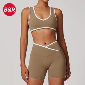 Ensemble de yoga gris pour femme, 2 pièces : Crop top à bretelles spaghetti et Legging taille haute respirant uni pleine longueur - Product Image 4