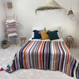 Manta Marroquí Hecha a Mano, Auténtica, Artesanal, Diseño Tribal, Suave, Tejida, Decoración para el Hogar, Regalo - Product Image 1