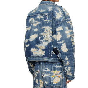 เสื้อแจ็คเก็ตยีนส์ผู้ชายคุณภาพสูง หลายกระเป๋า สไตล์ดิสเทรส ขาดๆ เซอร์ๆ ทรงหลวม สไตล์ไฮสตรีท - Product Image 3