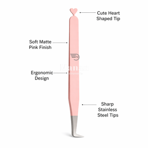 Pinzas para Pestañas de Acero Inoxidable Rosa Mate con Punta Lisa, Herramienta de Aislamiento en Forma de L, Punta de Precisión, Uso Profesional en Salón, para Cejas - Product Image 4