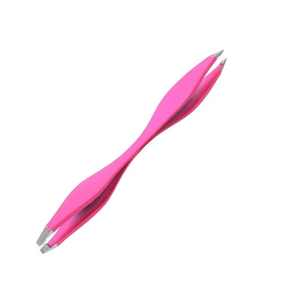 Pinzas para cejas con punta inclinada de doble cara de acero inoxidable con etiqueta privada, recién llegado, pinzas para pestañas de doble tamaño - Product Image 1