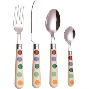 Juego de 4 cubiertos de acero inoxidable, mesa de cocina ideal para uso doméstico y hotelero, cubiertos acabados chapados en color plateado, mango de color púrpura - Product Image 2