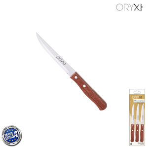 Coltello Multiuso Montana, Lama Liscia, Acciaio Inossidabile, 11 cm, Manico in Legno (Confezione Blister da 3) - Product Image 1