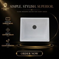 Lavabo rectangulaire noir simple pour salle de bain, en composite, à encastrer sous le plan, avec kit d'accessoires de vidange
