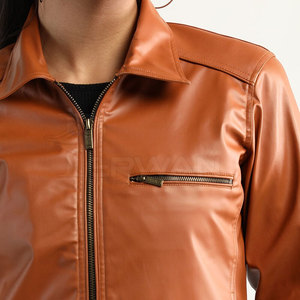 Chaqueta de cuero de buena calidad para mujer Color personalizado 100% chaqueta de cuero puro para mujer a la venta - Product Image 6