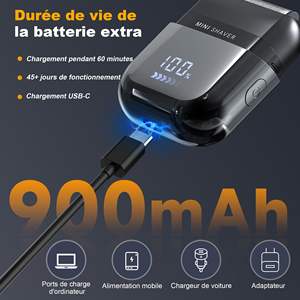 Mini rasoir électrique portable pour hommes, étanche IPX7, rasoir rotatif USB, rasoir de remplacement pour le visage - Product Image 4