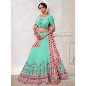 Lehenga Choli de Georgette con Lentejuelas Turquesas Opulentas para Bodas y Eventos - Product Image 6