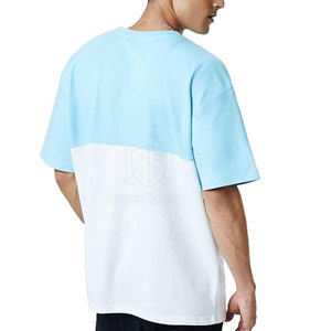 Venta al por mayor 100% algodón de los hombres de gran tamaño de la caída del hombro camiseta con cuello redondo de impresión personalizada hecha con fibra de bambú - Product Image 2