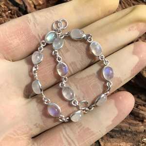 Handmade Rainbow Moonstone Bracelet 925 Sterling <b>Silver</b> Gemstone Jewelry For <b>Women</b> Natural Stone Gift - Product Image 5