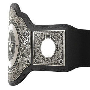 Cinturón de Campeonato Personalizado de Alta Calidad con Logotipo, Placa de Estrella de Metal de Zinc Plateado, Cinturón de Trofeo de Boxeo y Lucha Libre de Cuero Genuino, Venta al Por Mayor - Product Image 3