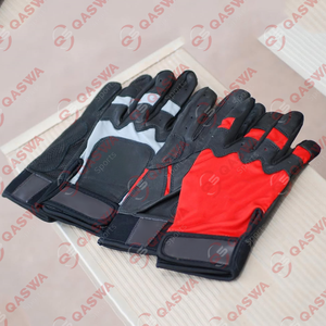Dernière tendance Rouge & Noir Combo Gants de frappeur de baseball à manchette courte Gants de frappeur en cuir de qualité supérieure personnalisés - Product Image 6