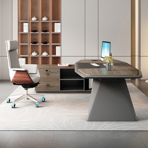 Premium Commercial Wooden Executive <b>Desk</b> Modern L Shaped Office Furniture Set Luxury Boss Table <b>Large</b> Workstation High End - Product Image 4